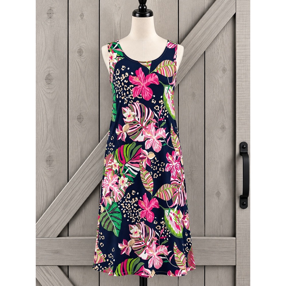 Belle by Kim Gravel TripleLuxe Knit Jungle Kitty Maxi Dress Pockets Size Large
